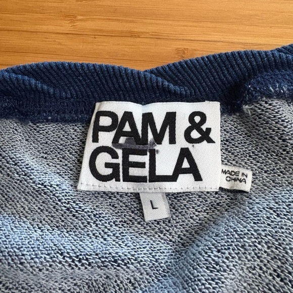 GUC Pam & Gela- Indigo Wash Side Lace-Up Sweatshirt. Size L - Picture 5 of 10